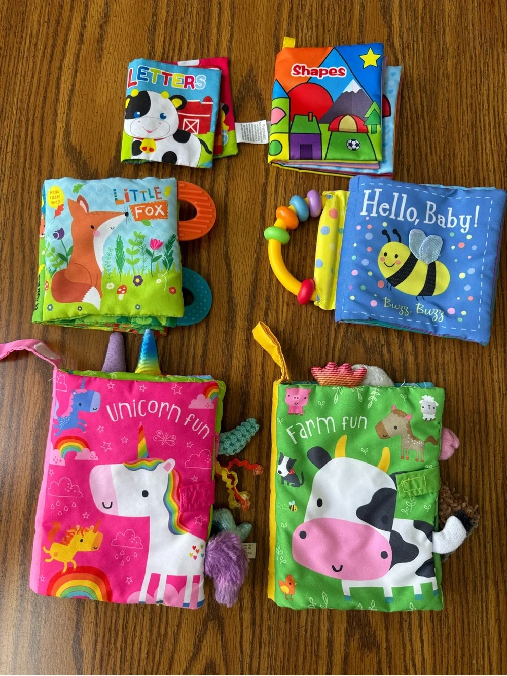 Lot Of 6 Cloth Fabric Baby Toddler Books Teethers Kane Miller Farm Unicorn Fox